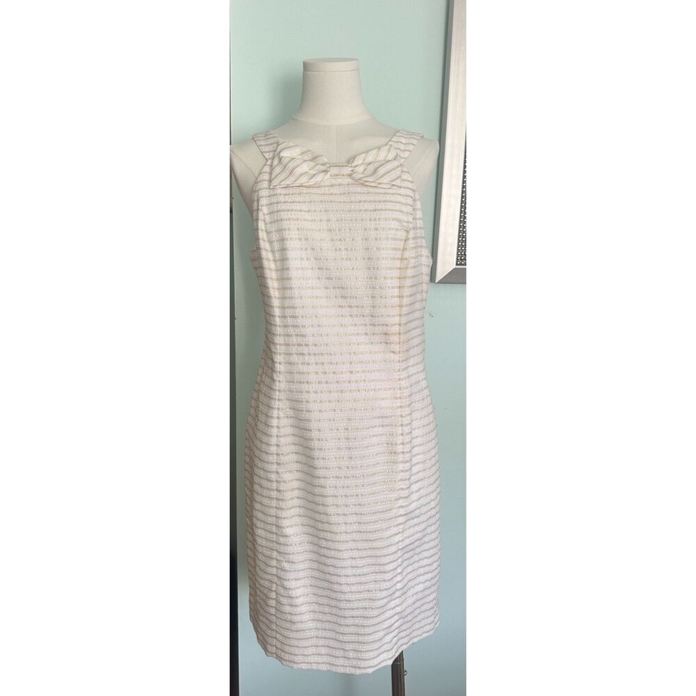 Lilly Pulitzer Henley Gold Metallic Striped Bow Dress Size 8